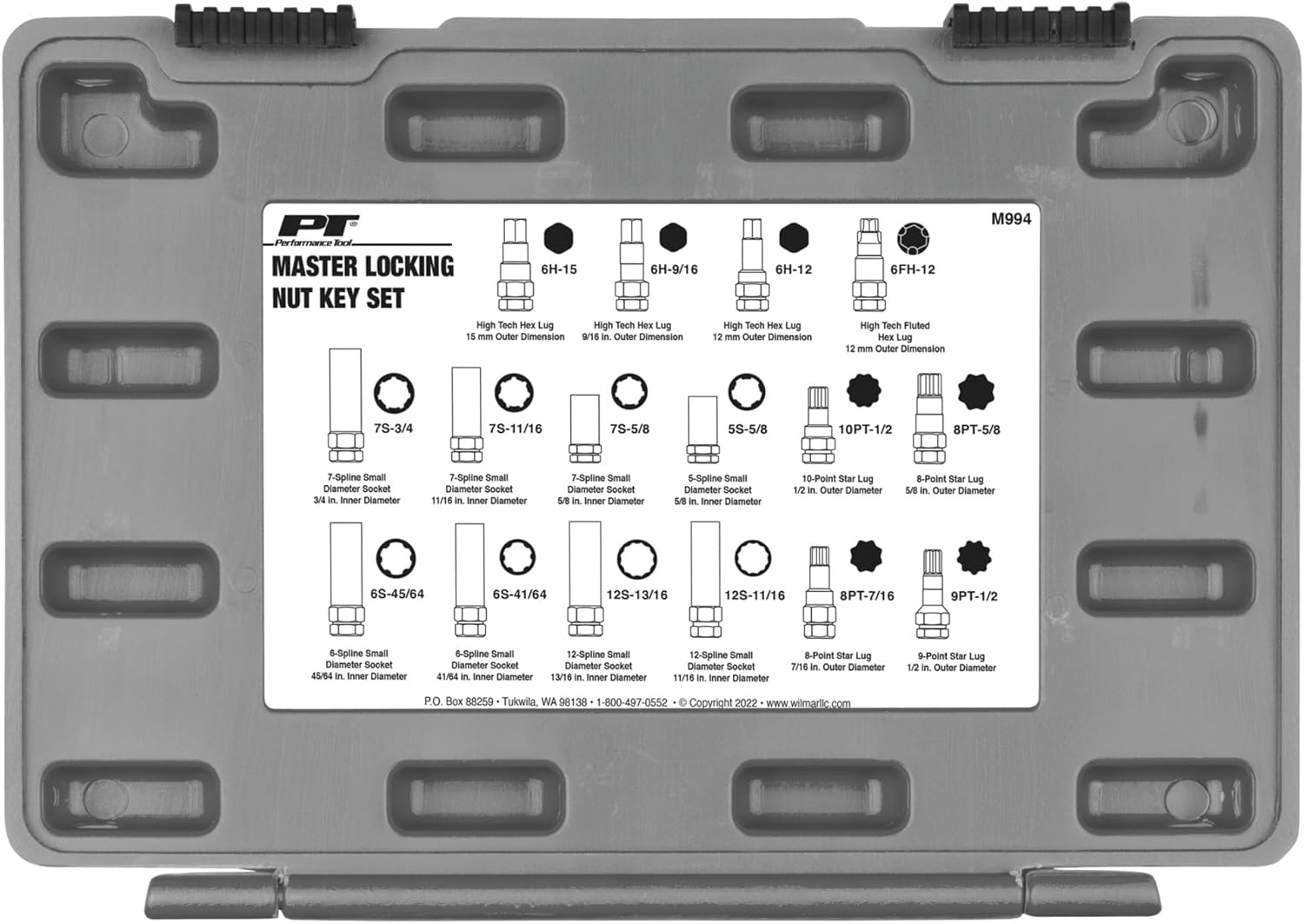 Performance Tool M994 16pc Locking Lug Nut Master Key Set