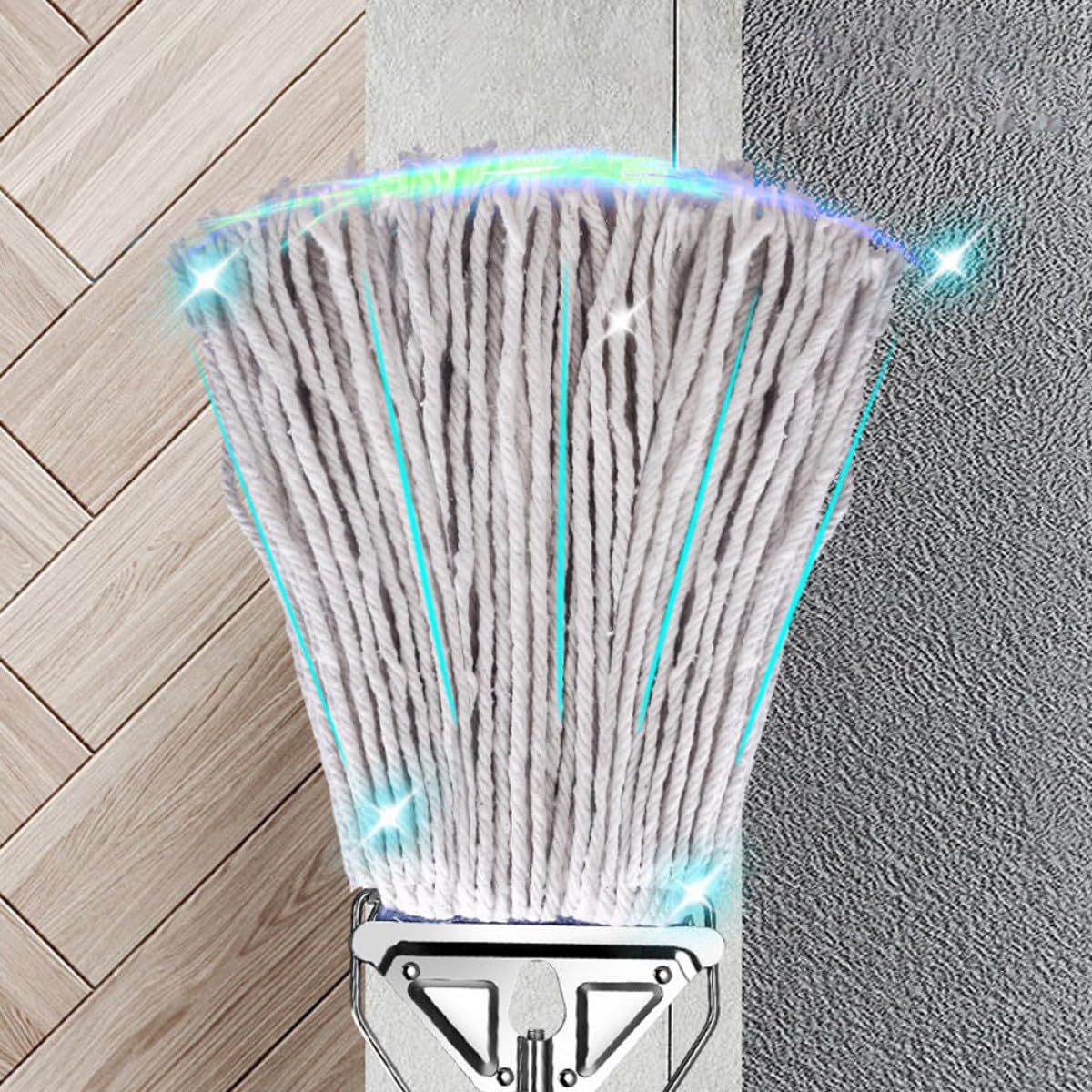 Artibetter Fregona de Algodón y Diseño sin Mango de Aleación de para Limpieza de Suelos de Azulejos y Madera para Uso Hogar