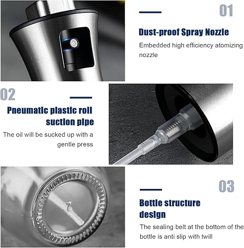 Miniatura 3 de Pulverizador de aceite para cocinar, rociador de niebla fina de aceite de oliva - Botella Mister de 6.8 fl oz para cocinar, hornear y freidora de