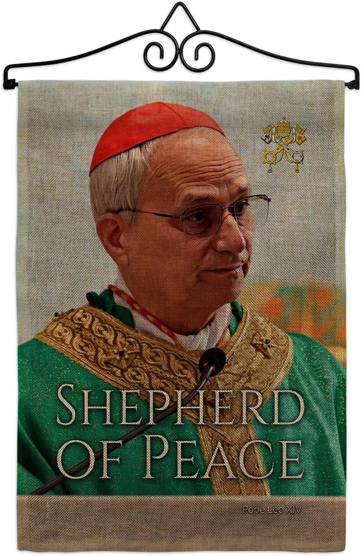 White Smoke Flag Kit Hanger Wall Art Plaque Canvas Burlap Tapestry Catholic Church Decor Picture Prints Garden Cross Decorations American Papal Door Yard Sign Vatican Memorabilia Gifts