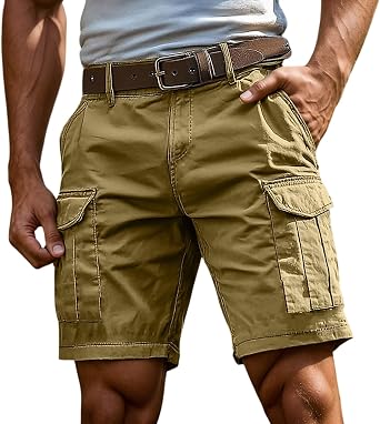 Cargo Shorts for Men Casual Outdoor Work Short Pull On Elastic Waist Baggy Summer Workout Hiking Shorts