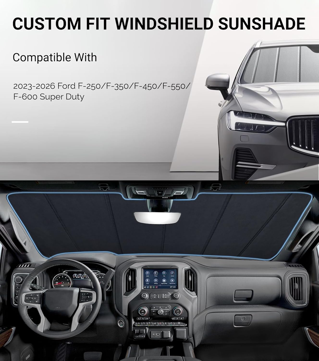 Windshield Sunshade for Ford F-250/F-350/F-450/F-550/F-600 Super Duty 2023-2026 Front Window Sun Shade - Safeguard