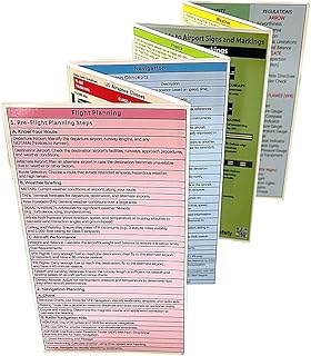 Crystal Pilot Student Pilot Foldable Cheat Sheet with Info on Weather, Navigation, Flight Planning. Airspace, Airport Markings and VFR Acronyms.