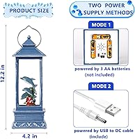 Vista 82 de Linterna musical de globo de nieve de Navidad, linterna giratoria brillante de 12 pulgadas con temporizador de 6 horas, alimentado por USB