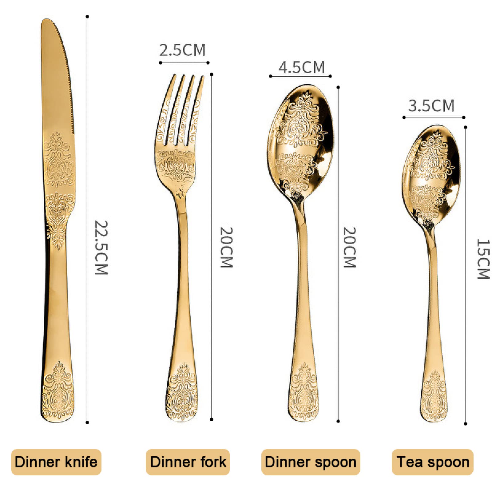 Juegos De Cubertería Juego De 4Uds De Tenedor De Acero Inoxidable Cucharas Cuchillo Vajilla Vajilla Para El Hogar Restaurante 4 Juegos De Oro