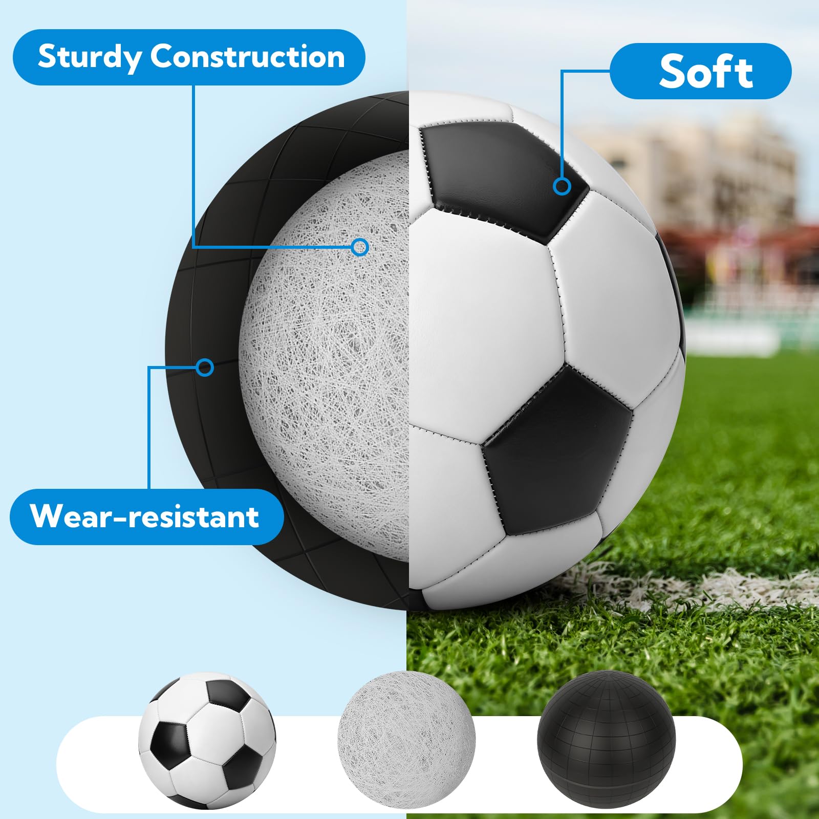 VZZNN Paquete de 12 balones de fútbol clásicos con bomba de fútbol y bolsa de malla. Mochila de fútbol clásica. Se puede utilizar como caja de zapatos de regalo y donación de caridad. Adecuado para