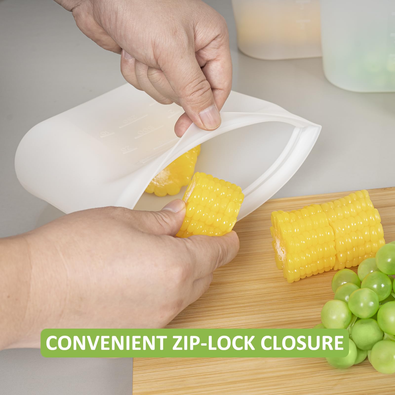 Sacchetti riutilizzabili per sandwich e snack, confezione da 8 sacchetti in 100% silicone con chiusura a zip, per contenitori per alimenti, congelatore, microonde, forno a lavastoviglie, 4