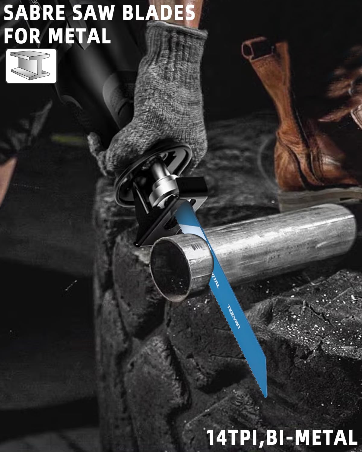 Accesorios de Sierra de Sable,Juego de 14 Hojas de Sierra de Sable 150mm Juego de Hojas de Sierra con Caja de Almacenamiento para Corte Metal Metal Delgado Plástico Madera y Madera con Clavos