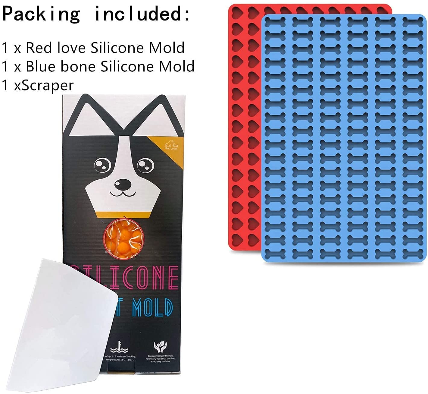 Chulovs (2 Pack) 112 Holte Mini Siliconen Mold/Hart Siliconen Hond Biscuit Mold/Huisdier Treats Bakvorm/Chocolade Druppels Schimmel/Zelfgemaakte Koekjes Maken Tool/Snoep Mallen voor Karamel Koekjes