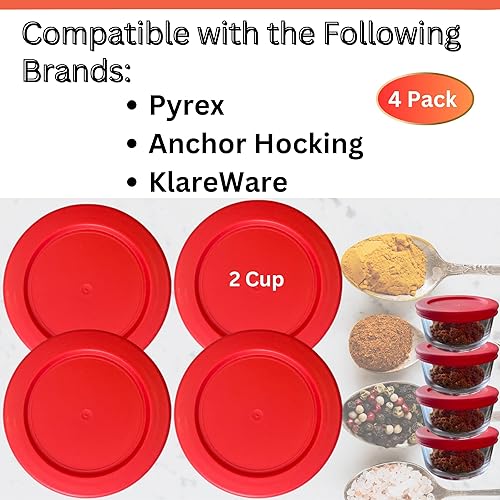 Miniatura 2 de Tapas de repuesto para cuencos rectangulares Pyrex & Klare Ware para 2 tazas, color azul, recipientes de vidrio no incluidos (paquete de 4, azul)