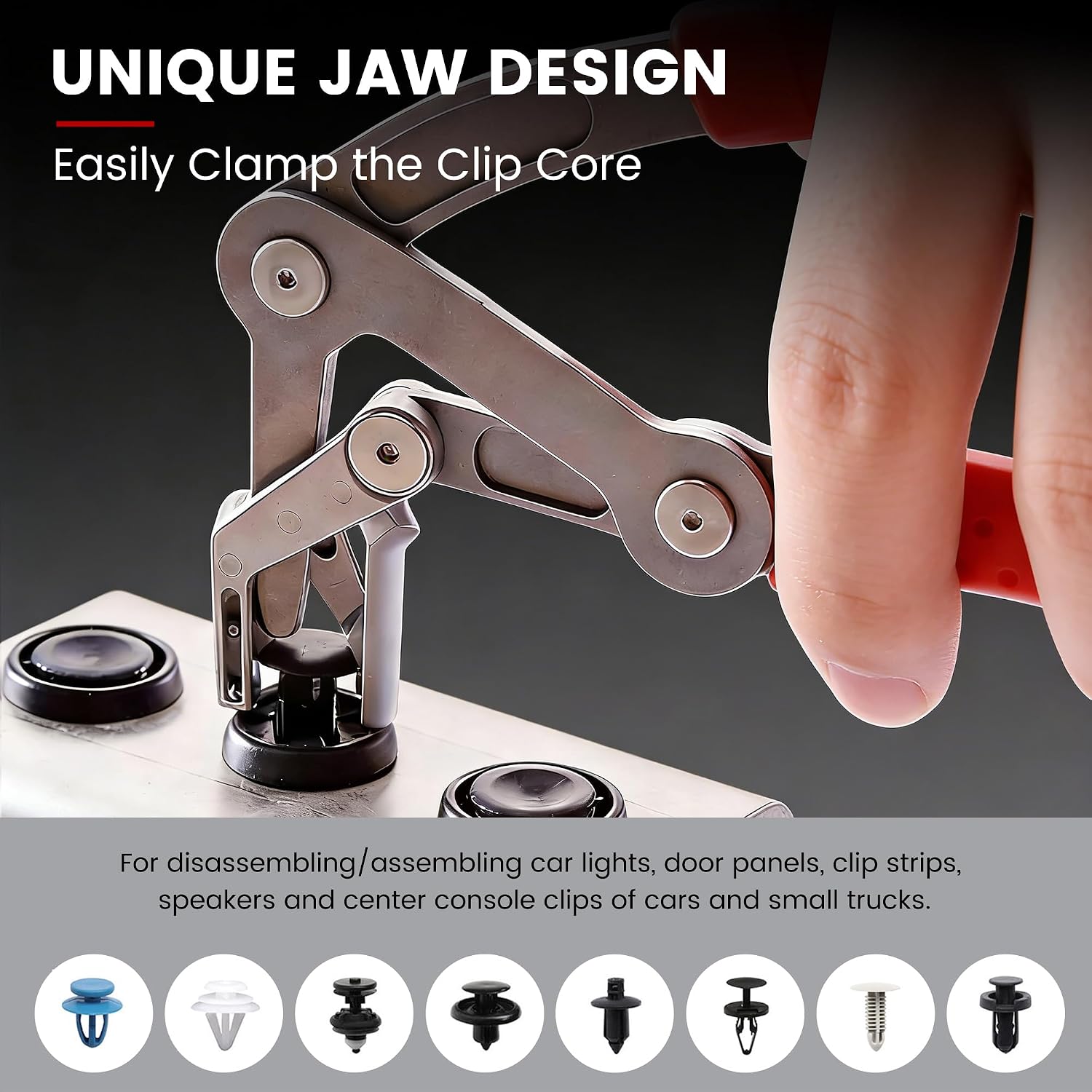 Car Clip Pliers, Professional Auto Trim Removal Tool Ergonomic Panel Clip Pliers for Automotive Plastic Fasteners, Push Pin & Door Clip Removal, Rust-Resistant Alloy Steel for Damage-Free Disassembly