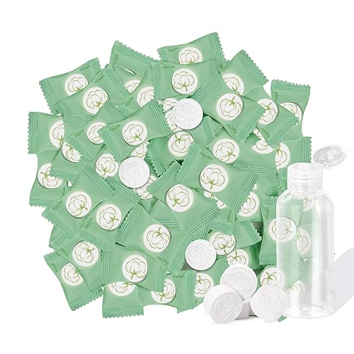 Miniatura 10 de Toalla comprimida, 100 toallas desechables para la cara, mini tabletas portátiles, tejido de monedas, algodón comprimido, toallitas desechables para