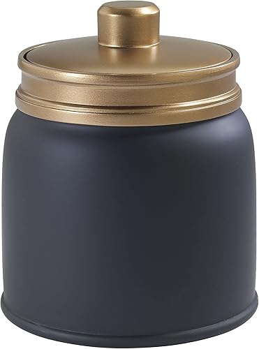 Avanti Linens - Tarro cubierto, artículos esenciales para el baño de invitados, decoración moderna para el hogar (colección Memphis), negro