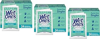 Wet Ones Singles Sensitive Skin Individually Wrapped Hand Moist Wipes -24ct (pack of 3)