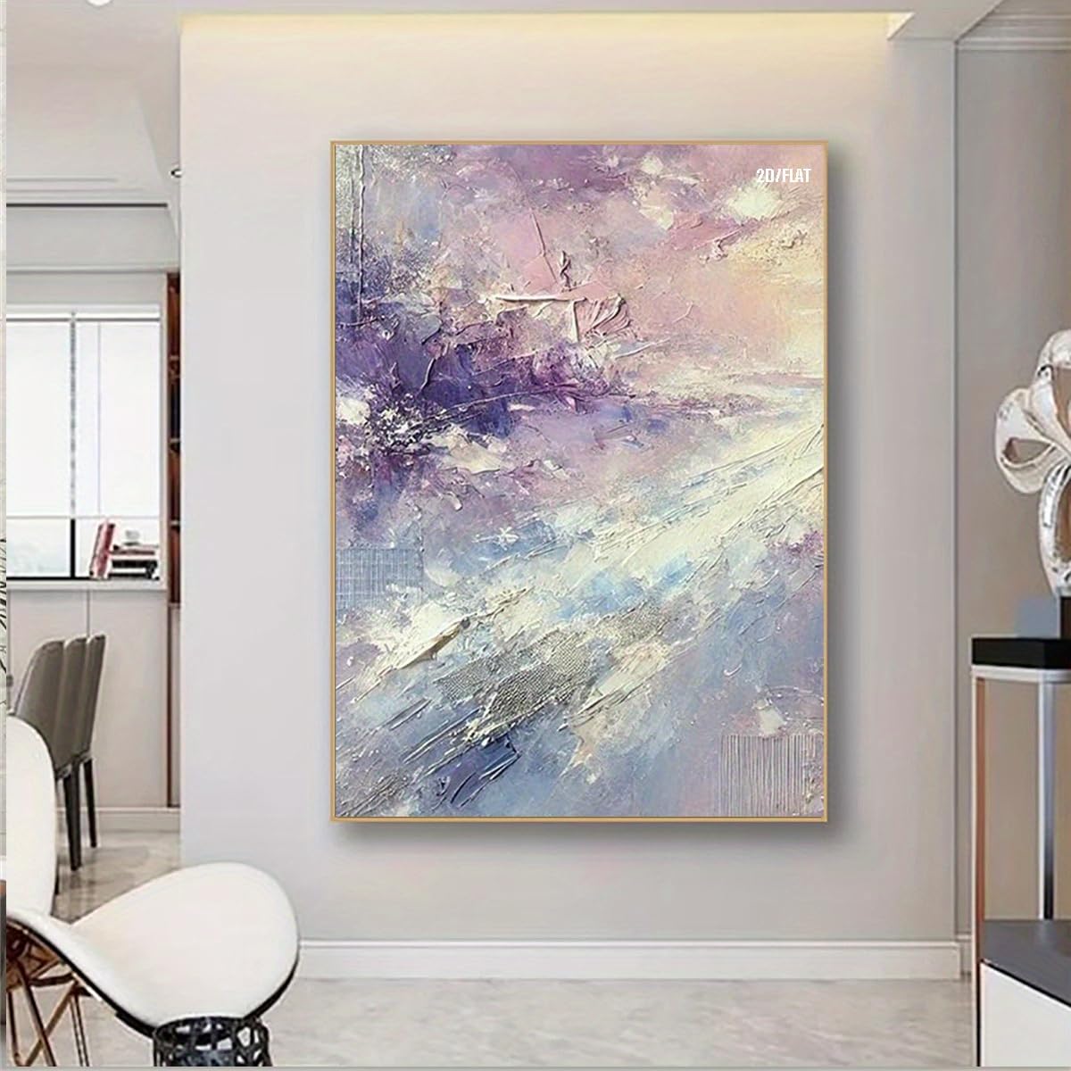 Tranquil Lake in Dreamy Purple Clouds Abstract Starry Sky Landscape Large Prints On Canvas Pictures Wall Art(70x100cm(28x39in)/No frame)
