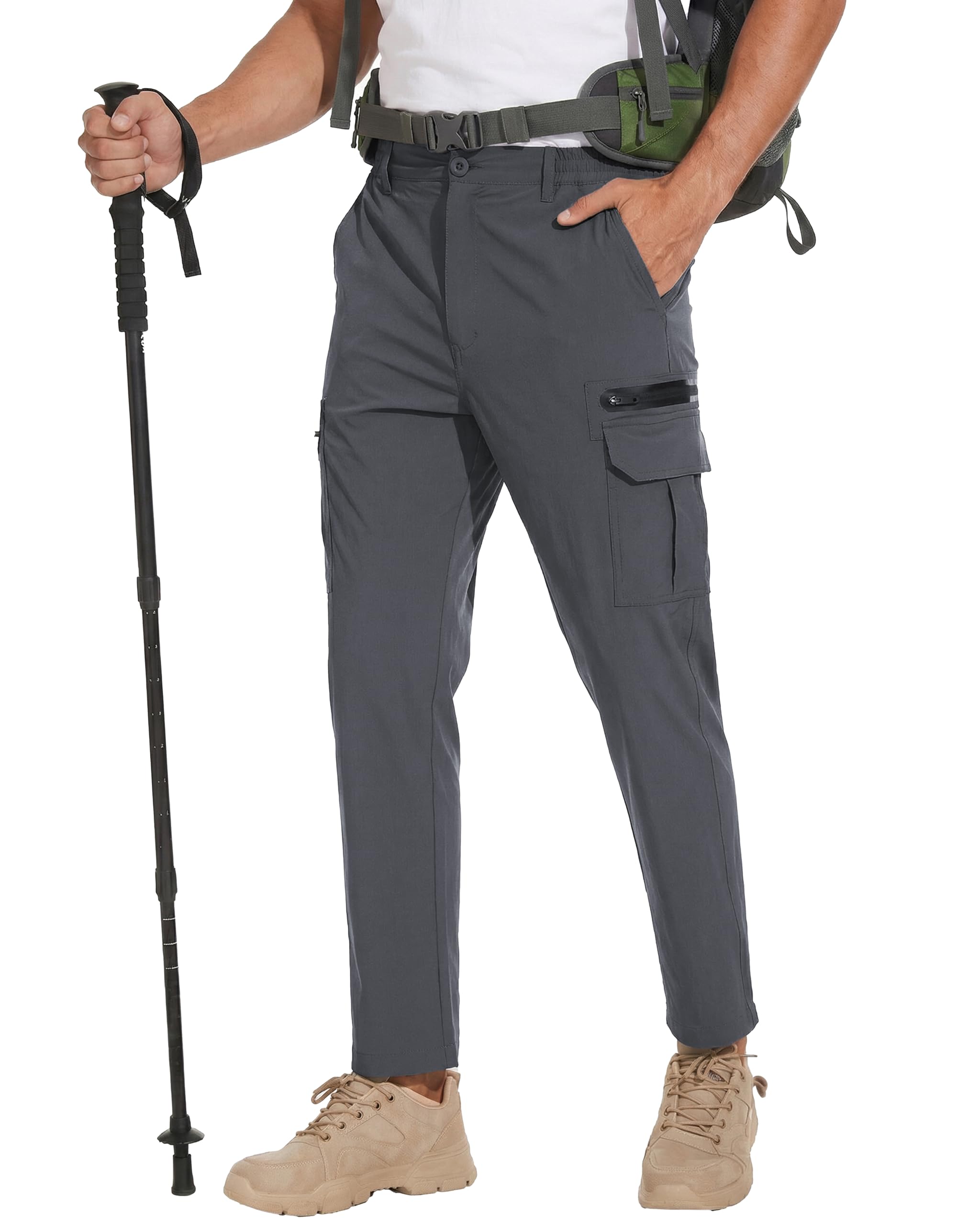 NATUVENIX Wanderhose Herren Leichte Atmungsaktiv Outdoorhose mit 7 Taschen | Schnelltrocknende Stretchstoff, wasserabweisende Beschichtung, ideal für Somme Reisen,Arbeitsanwendungen und Außeneinsätze.