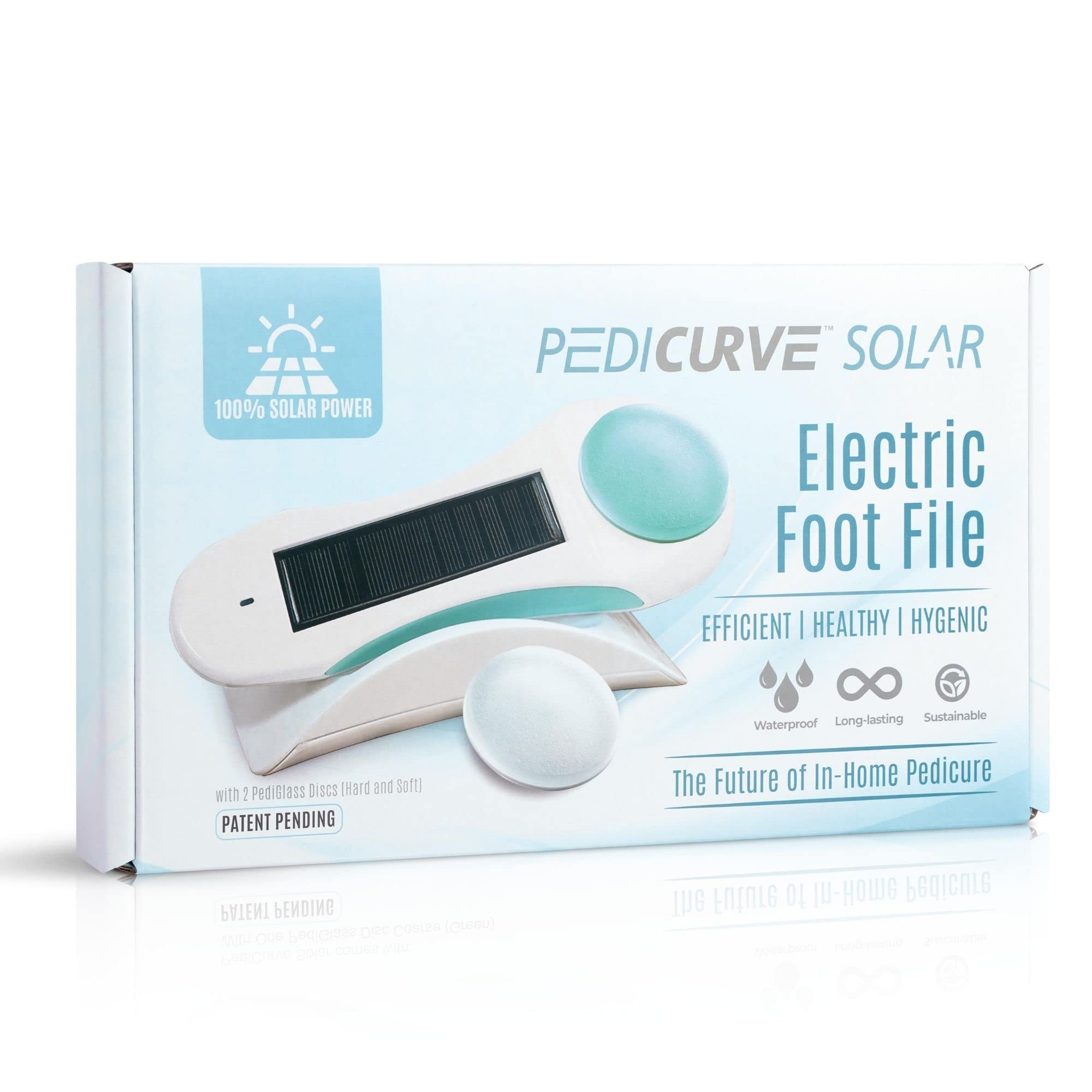 Lima eléctrica para pies PediCurve Solar| Lima para pies única que elimina suavemente los callos | Quita durezas eléctrico para pies que se puede cargar mediante células solares o USB