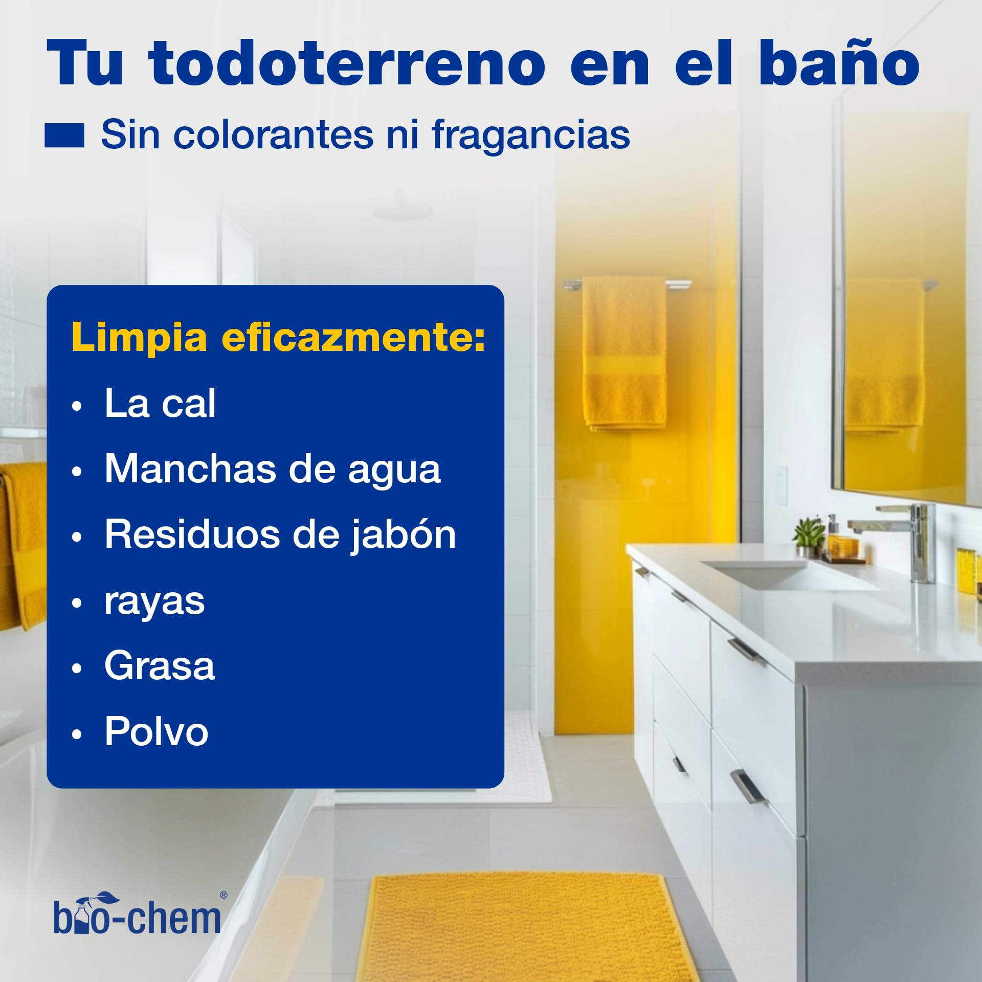 bio-chem Limpiador de Baños e Inodoros 5L + 750ml | Producto de limpieza para la ducha, el lavabo y el inodoro - Detergente antical y antimoho para el baño