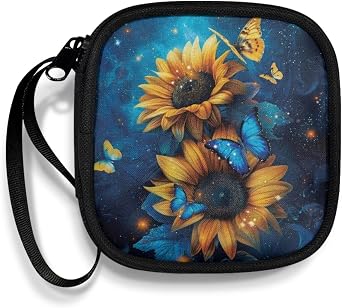 1 Pack Lightweight Headset Carrying Pouches Headphone Storage Bag for Overhead Headphones Gaming Headsets with A Smooth Zipper Hand BeltButterfly Sunflower