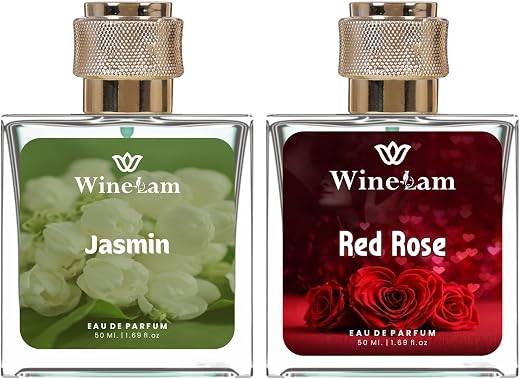 WineLam Jasmin and Red Rose Eau De Parfum Combo, Floral Fragrance, 50 ml Each