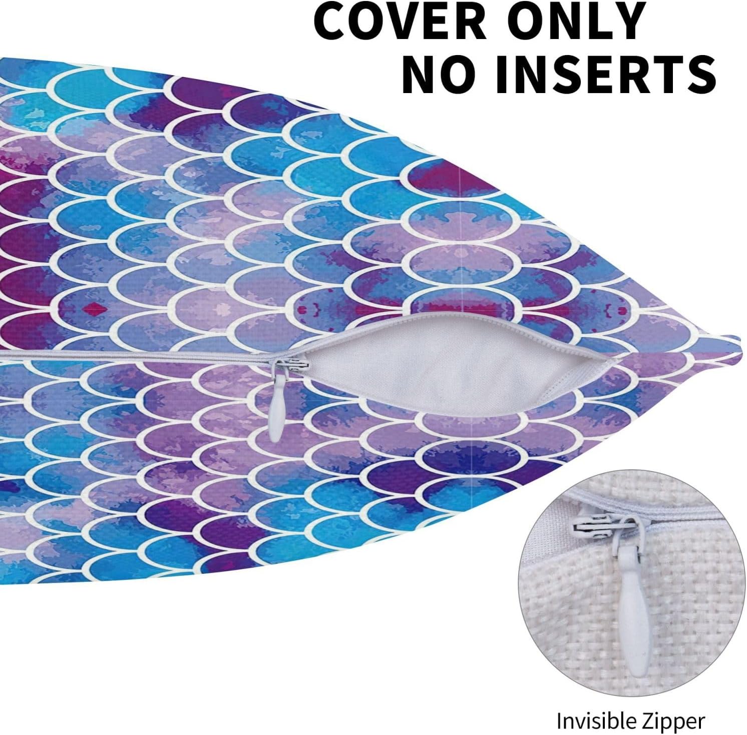 Mermaid Fish Scale Imitation Linen Pillowcase -2 Sets, Fashionable Home Decoration, Used for Sofas, Gardens, beds