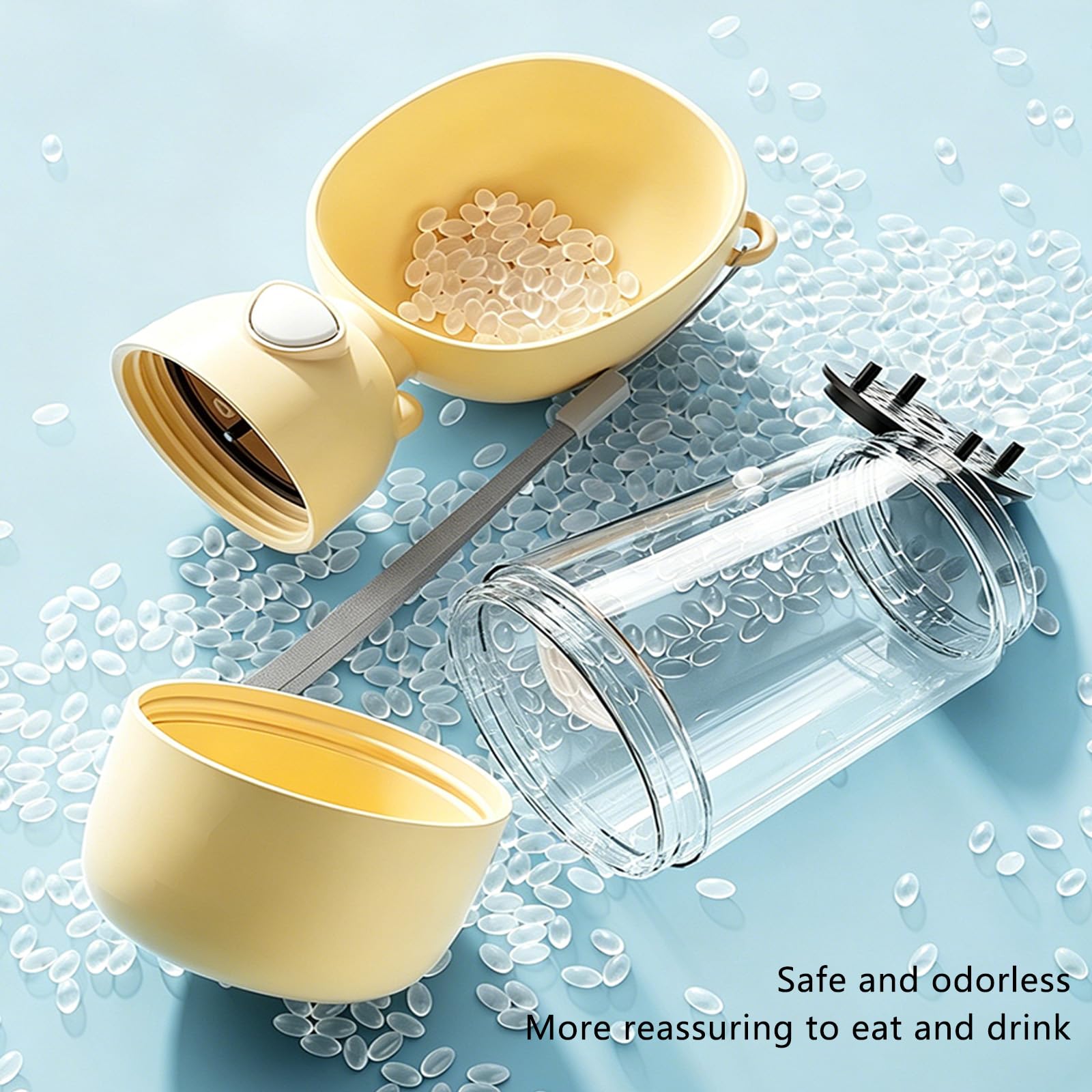 Borraccia per cani 2 in 1, 400 ml + 200 ml di cibo a prova di perdite, dispenser di acqua da viaggio per animali domestici con ciotola staccabile, senza BPA, bottiglia portatile per cani, per