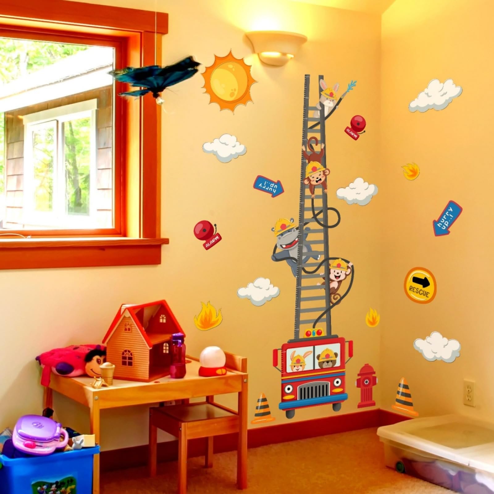 Mural sticker chambre enfants soleil nuage pour decoration de pepiniere