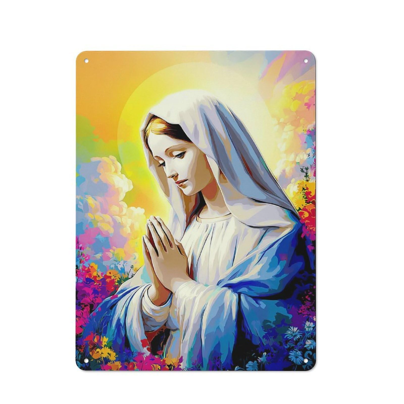 Junmoney Prayer In Harmony With Nature Decorative Tin Plaque With Design 40X30cm, Classic Novelty Wall Art For Flat, Dorm Room, Lounge Or Cafe