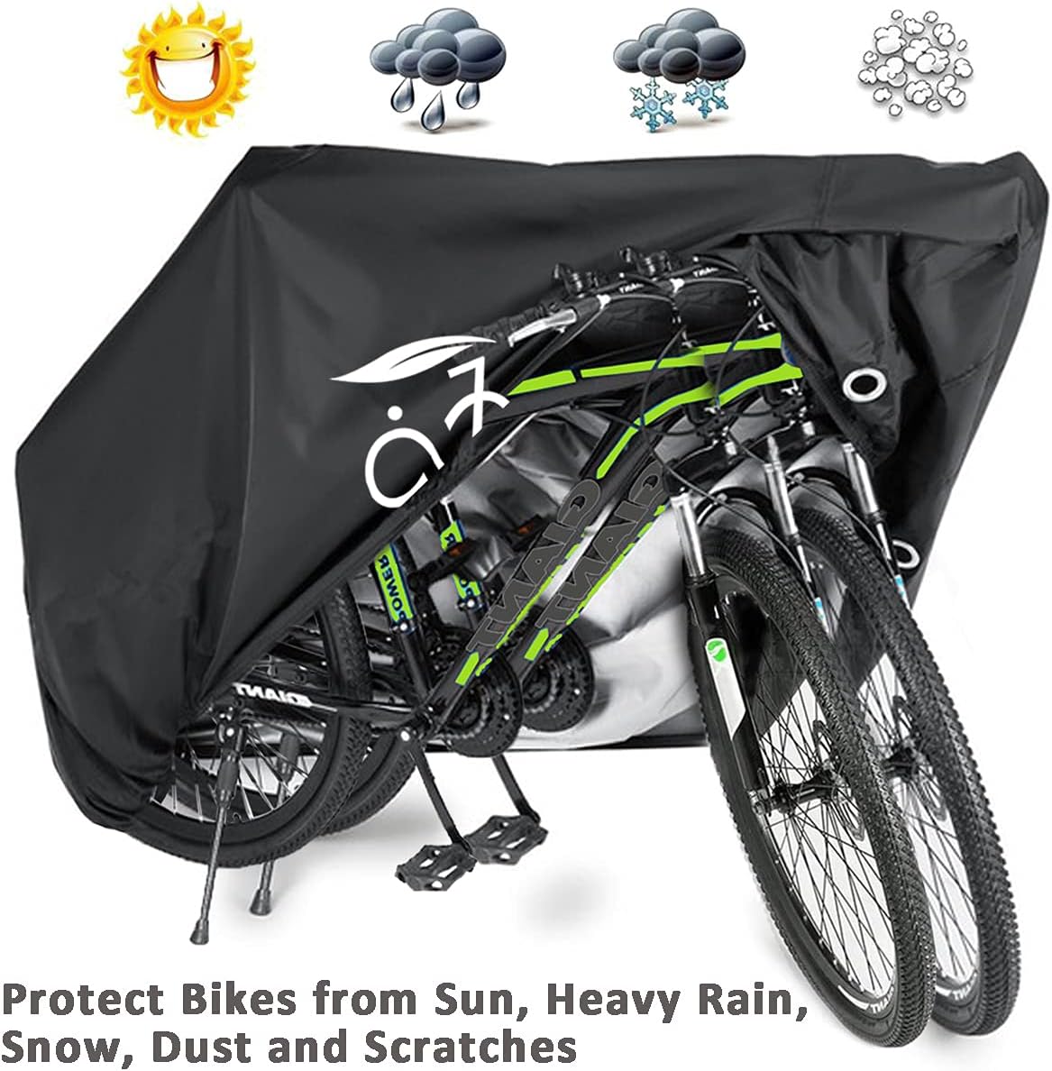Waterproof Bike Cover for 2 or 3 Bikes, Bike Covers for Outside Storage, 210T Extra Heavy Duty Waterproof Anti Rain Dust UV Protective Bicycle Cover/Bike Storage for Mountain Bike with Storage Bag