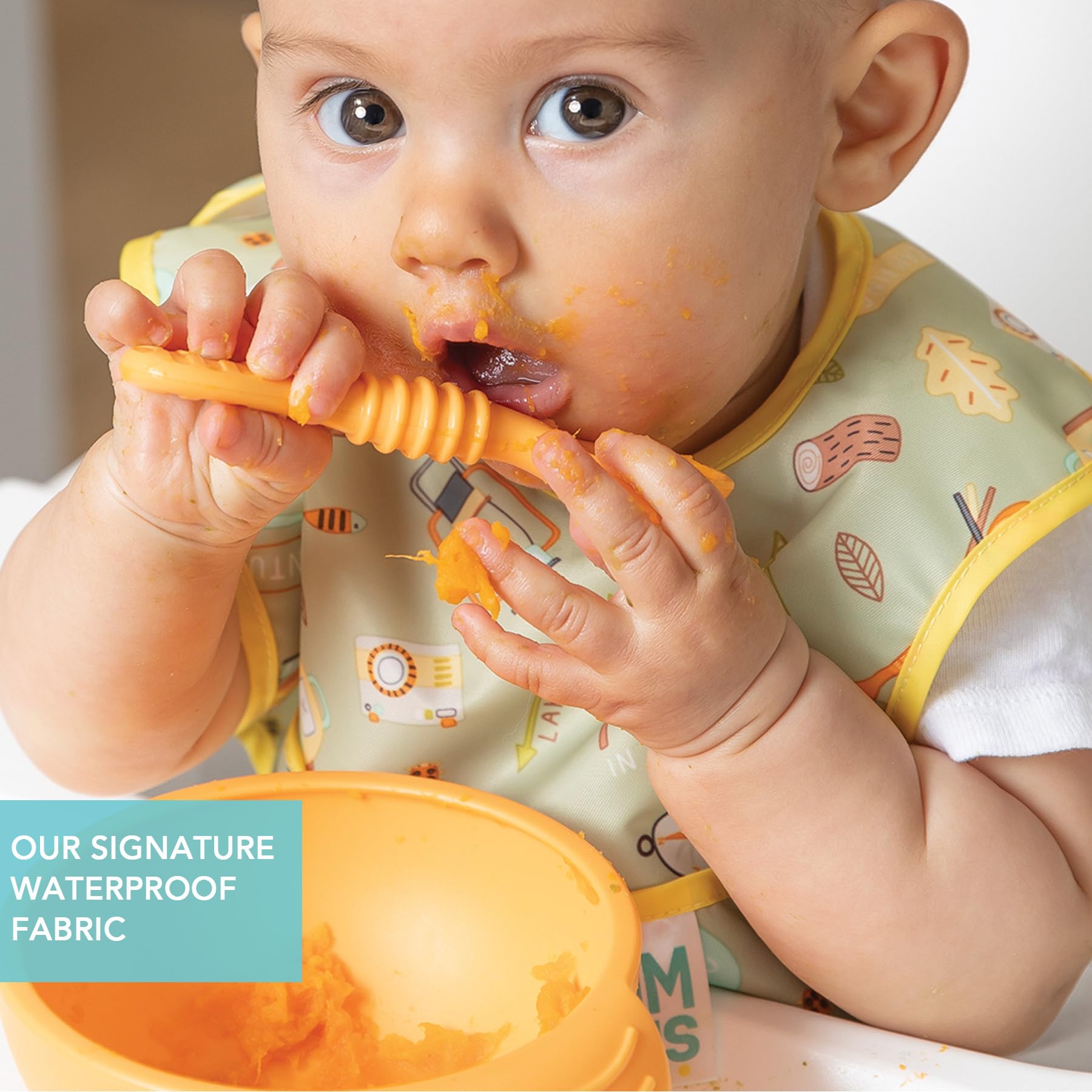 Bumkins Starter-Lätzchen, Babylätzchen, wasserdichter Stoff, passend für Säuglinge und Babys von 3-9 Monaten – Campingfreunde & Campingausrüstung (2er-Pack), Campingfreunde/Campingausrüstung,