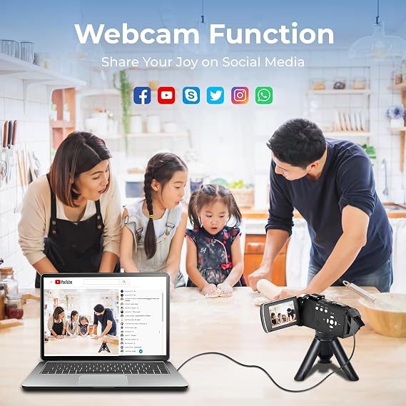 Camcorder Video Camera 4K, 64MP Digital Camera 18X Digital Zoom Vlogging Camera for Youtubers 3270Rotation Screen 4k Camera for Video Recording with Battery & 32GB Card, Remote Control