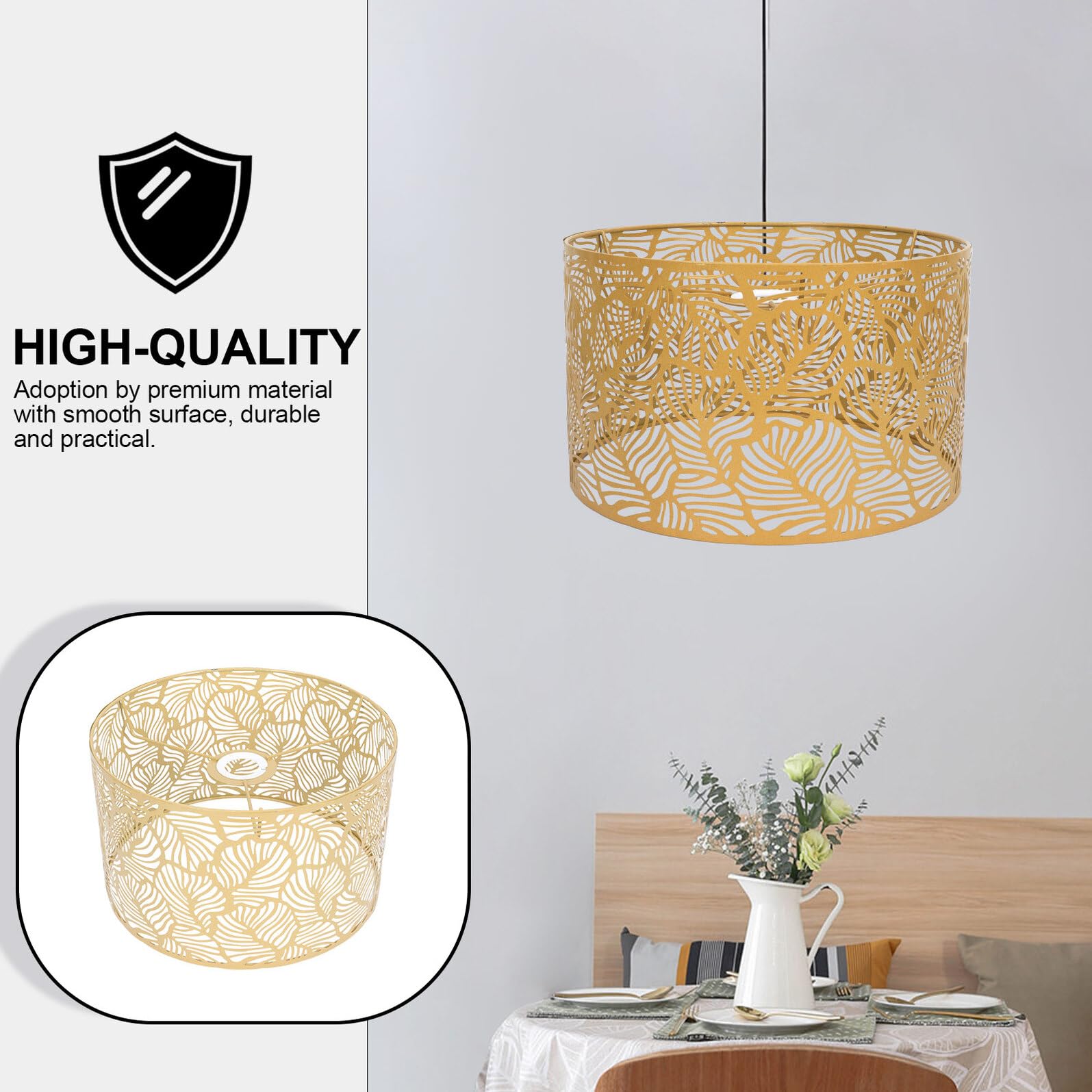 Abat-jour Rond Creux en Fer pour Lampe E27 E14 Or