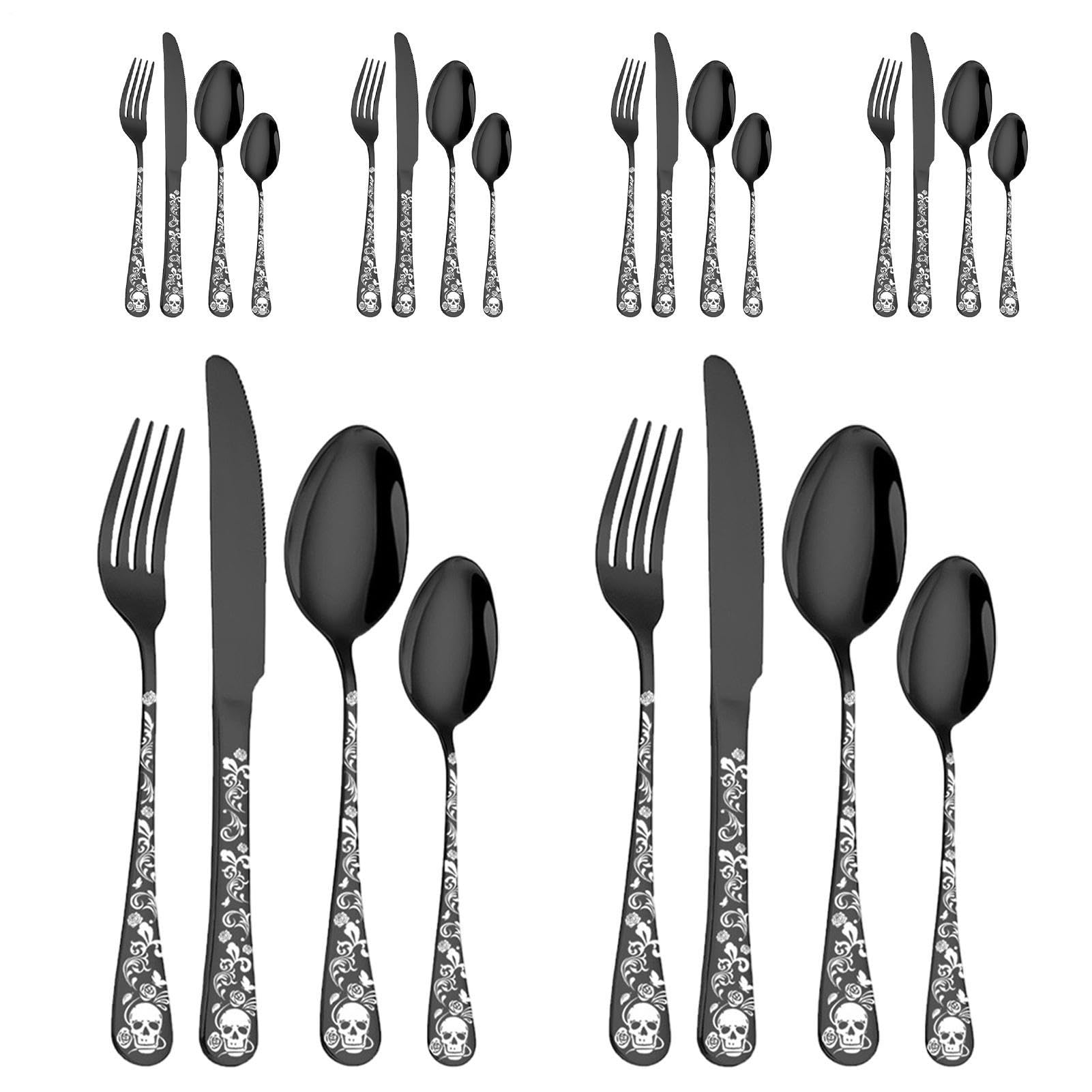 Besteckset aus Edelstahl, Besteckset aus Edelstahl 24-teiliges Besteck mit | Tragbare Küchengabeln und -löffel, Besteck für das Essen in der heimischen Küche, beim Camping
