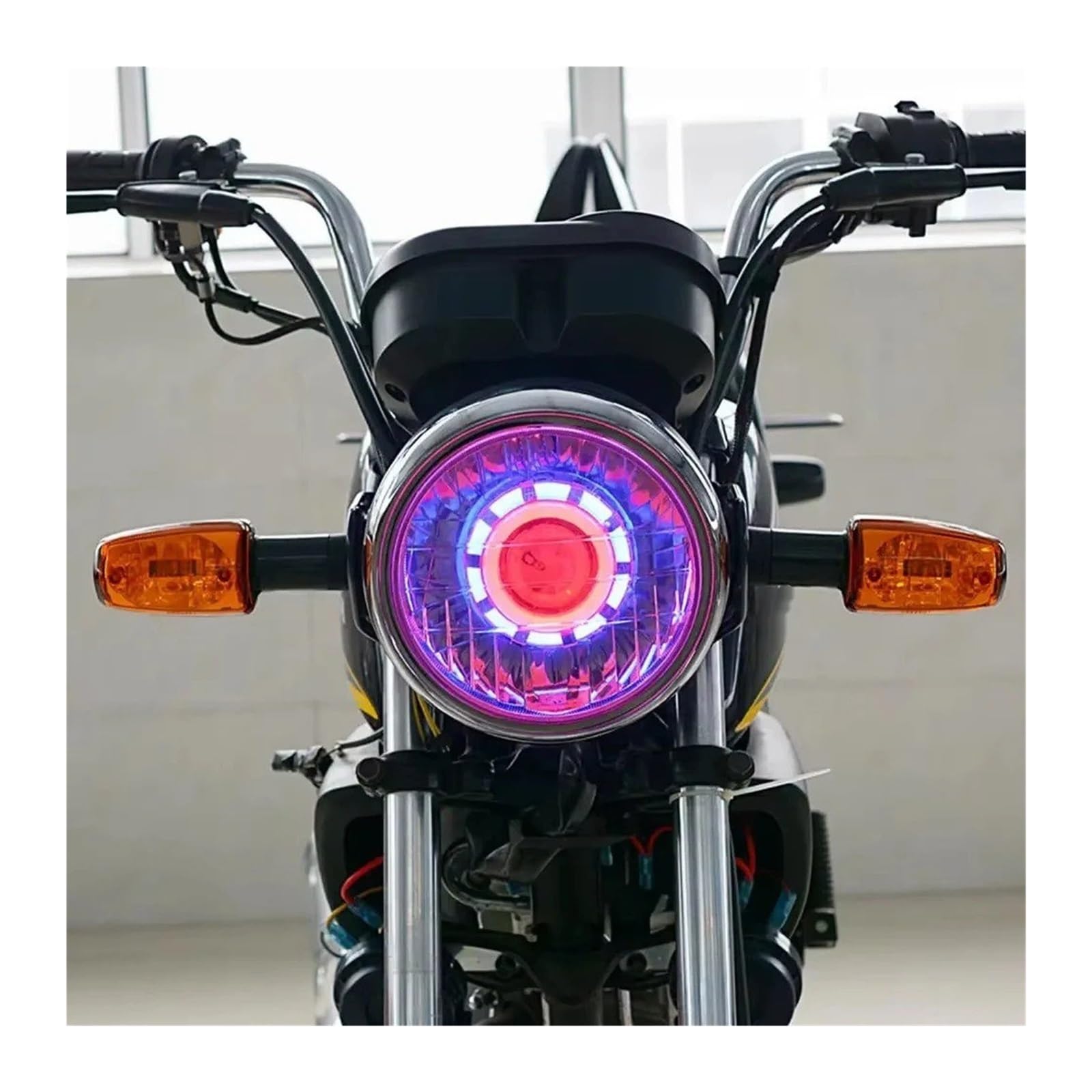 Per Faro Moto Doppio LED Lente Per Proiettore Fascio Alto/basso Faretto Stroboscopico DRL Lampada Alogena 1 Pz Fanale Anteriore Moto