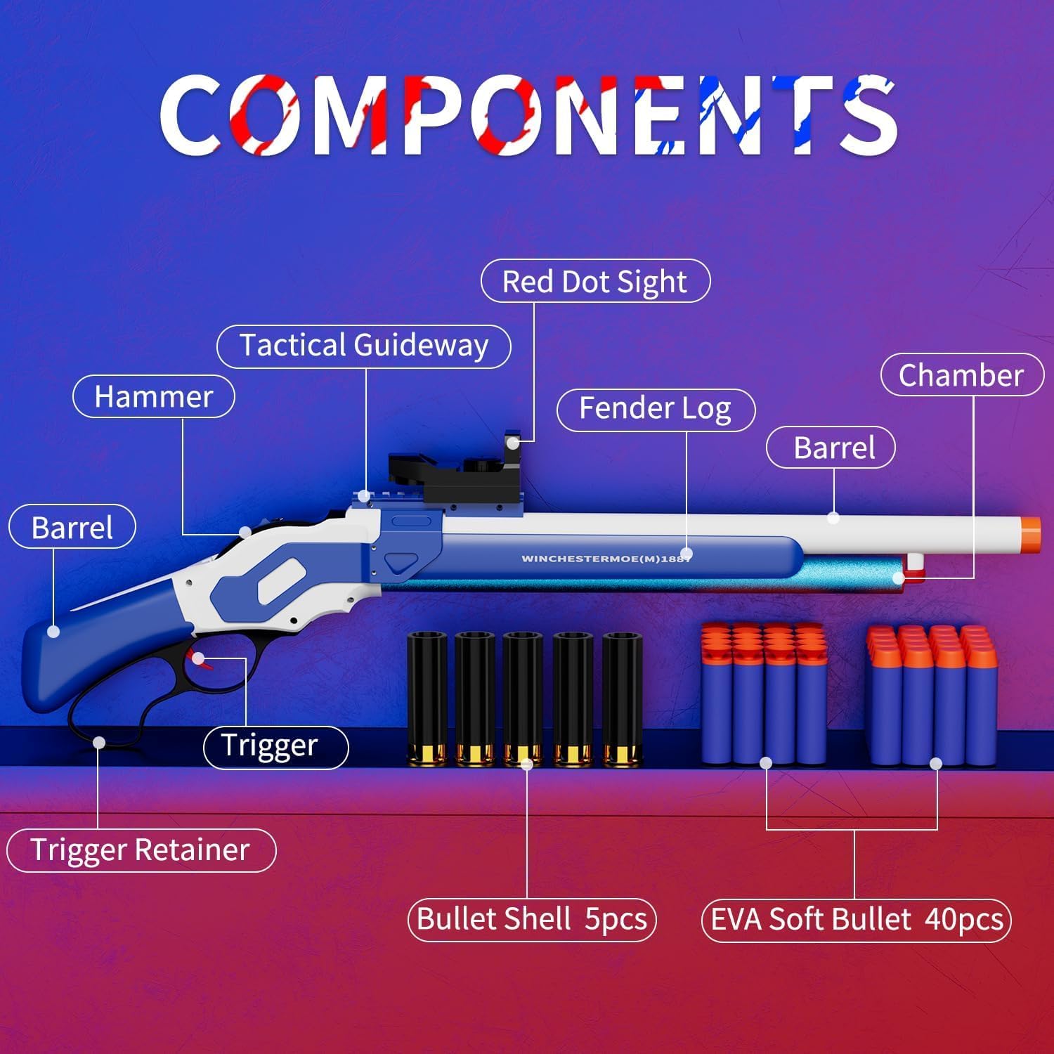 Soft Bullet Lever Bolt Action Toy Gun Shell Ejecting Pump Shotgun Big Revolver Pistol Perfect Prop Cowboy Sniper Rifle Foam Dart Blaster Models Blue Boys 6 7 8 9 10 11 12 Year Old Cool Shooting Games