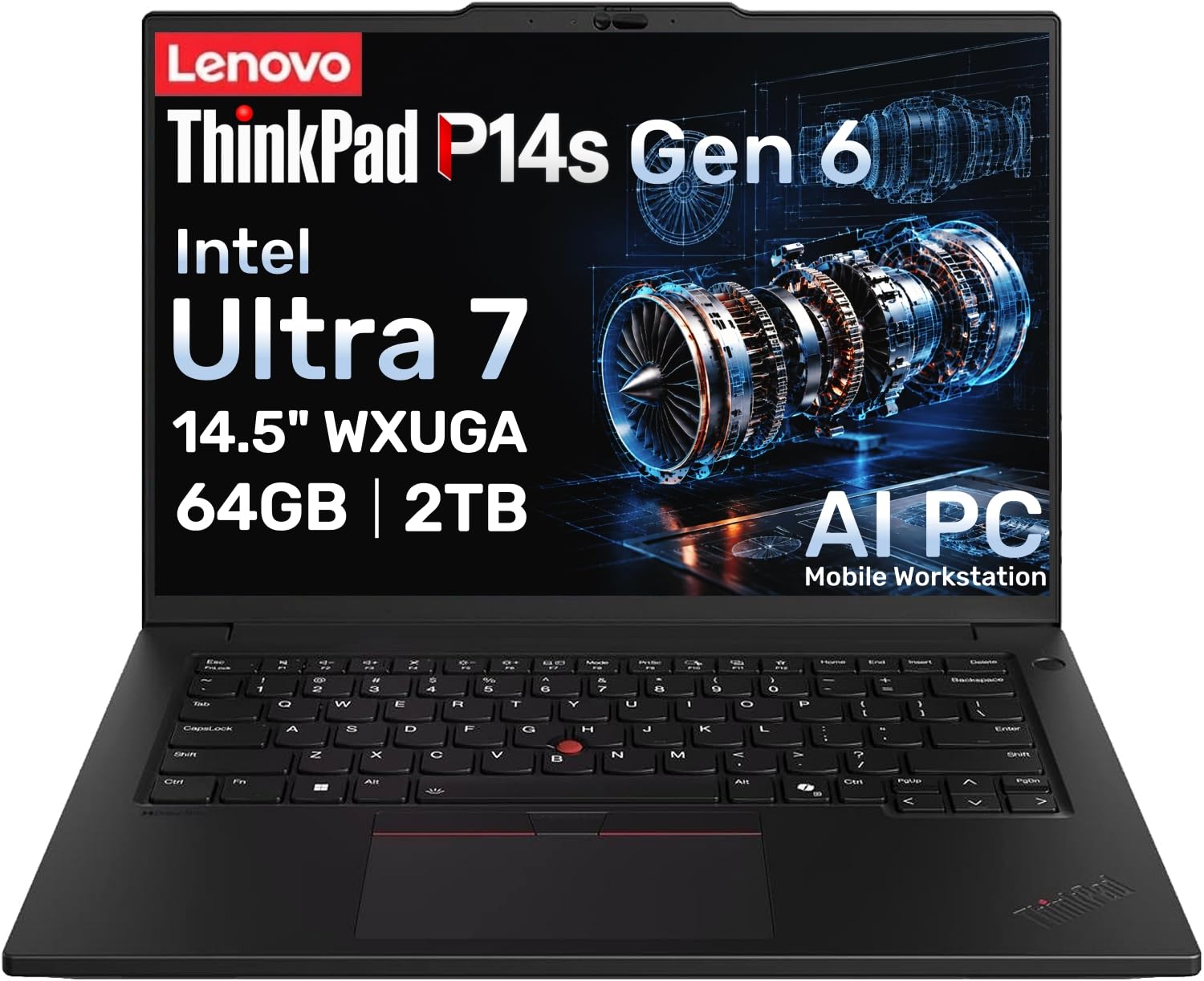 Lenovo ThinkPad P14s Gen 6 AI Mobile Workstation Laptop, Intel Ultra 7 255H(16-Core,16-Thread), 14.5" WUXGA Display, 64GB RAM, 2TB SSD, Intel Arc 140T, Windows 11 Pro, Fingerprint, Backlit KB, Wi-Fi 7