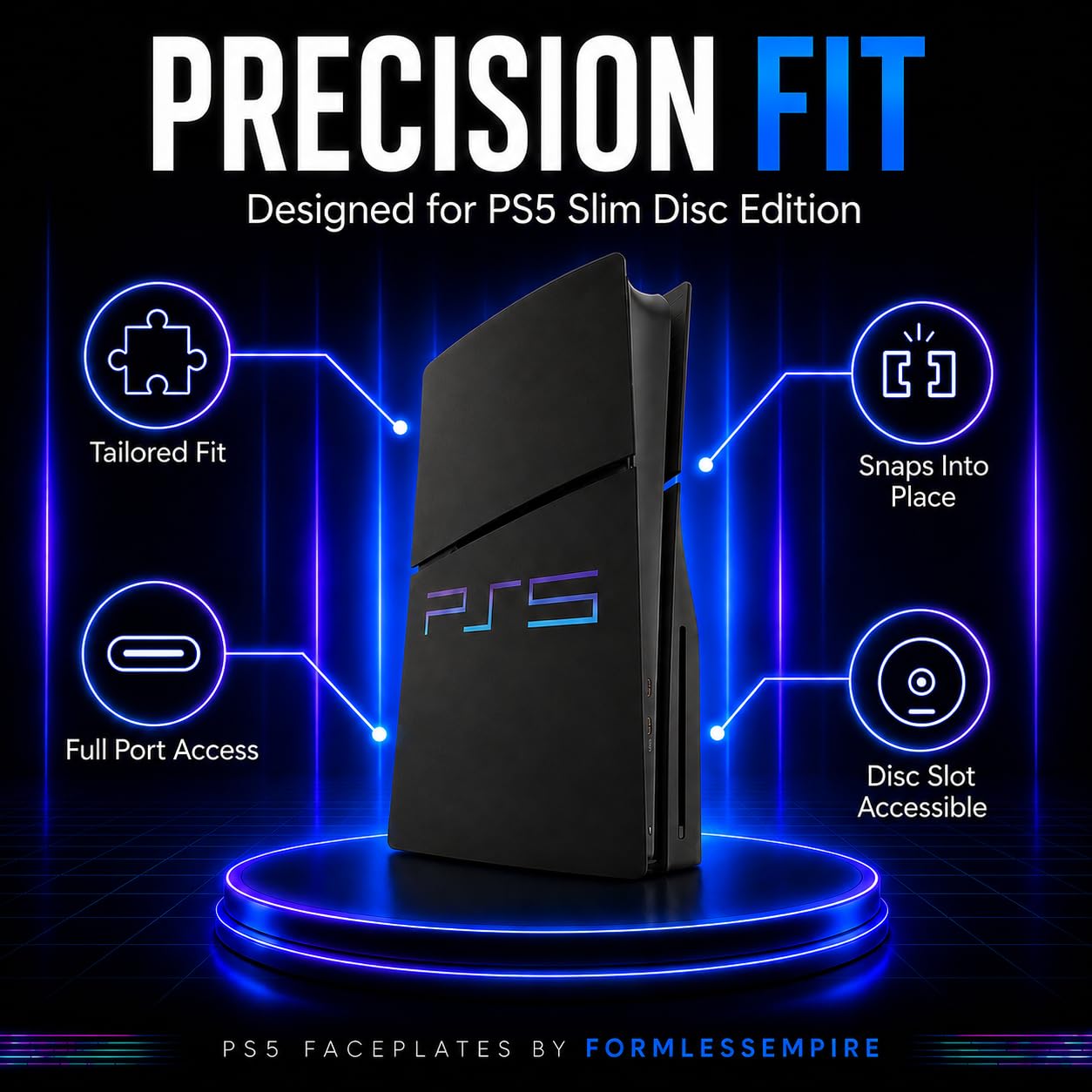 Piastra frontale per PS5 Slim Side Shell Plate PlayStation 5 Disc Edition, custodia di ricambio accessorio di ricambio, piastra nera, antigraffio, protezione antipolvere (Retro Slim Disc Edition)