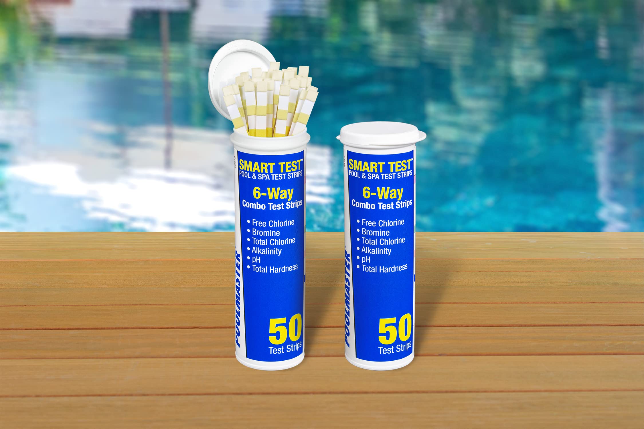 Poolmaster Smart Test 6-Way Swimming Pool and Spa Water Chemistry Test Strips, Made in The USA, 2 Pack,Blue