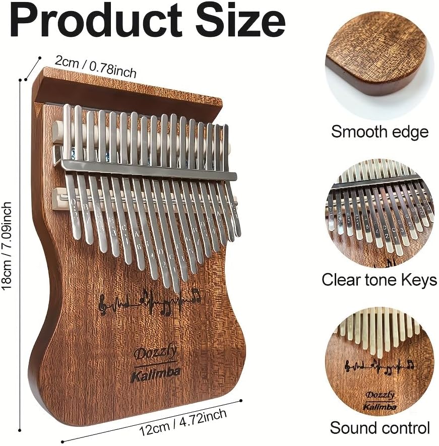 17 Key Kalimba Thumb Piano with Phone Slot & Non-Slip Pads, Portable Mbira for Beginners, Unique Musical Gift for Family and Friends