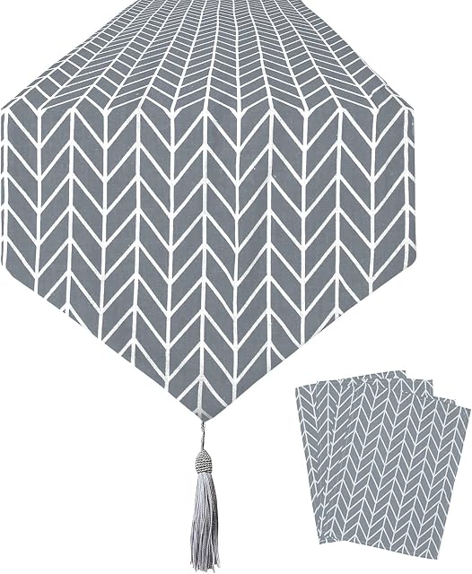 QSUM Grey Table Runner, Table Runner and Placemats Set Cotton Linen Table Runners 12"x70" for Coffee, dining table Kitchen Decorations