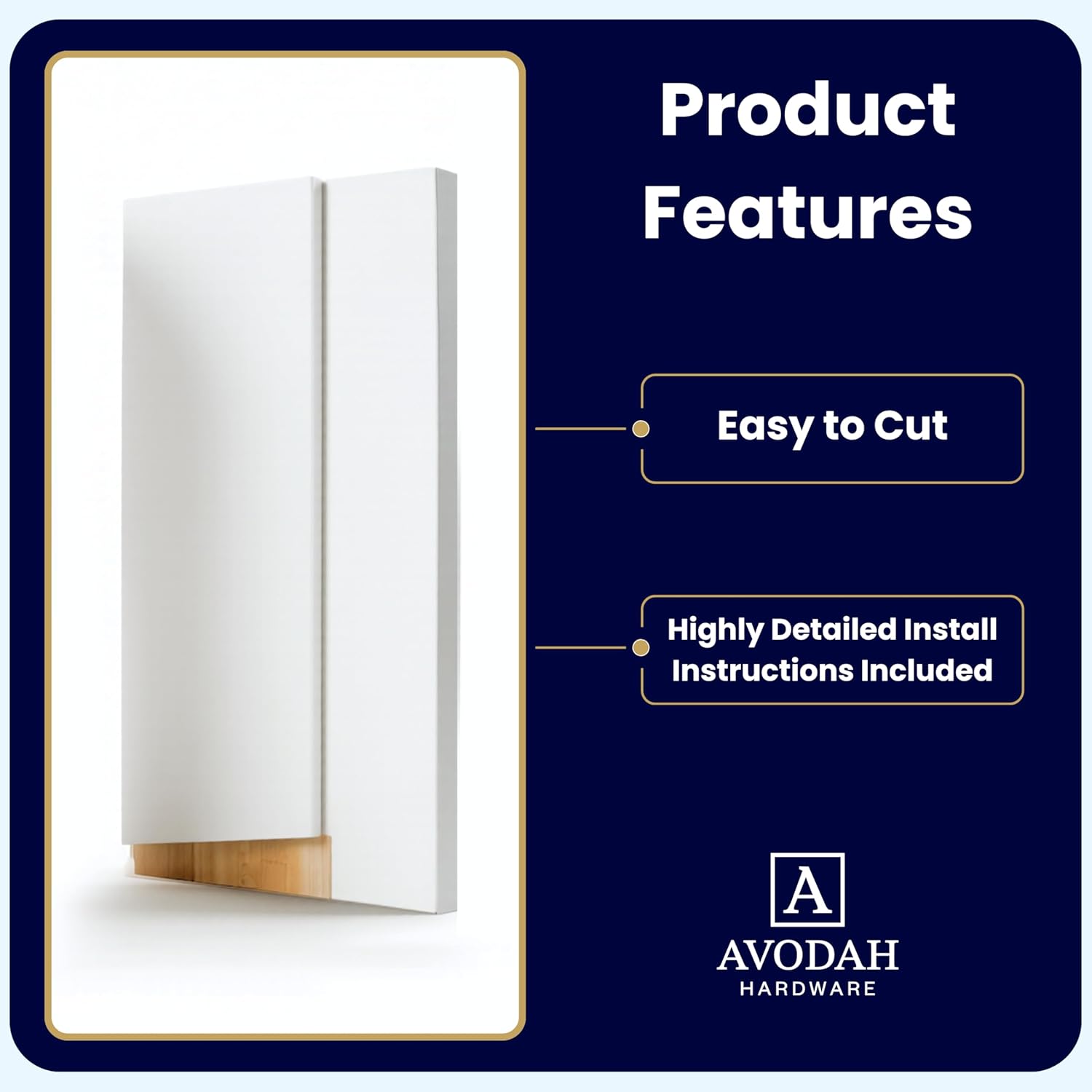 6-9/16 Inch Door Frame Repair Kit with Solid Wood, Pre-Grooved Weatherstrip Channel, 5° Threshold Cut and 2 White Corner Seals, Standard 11-3/4 x 6-9/16 Replacement for Inswing Doors Avodah Hardware