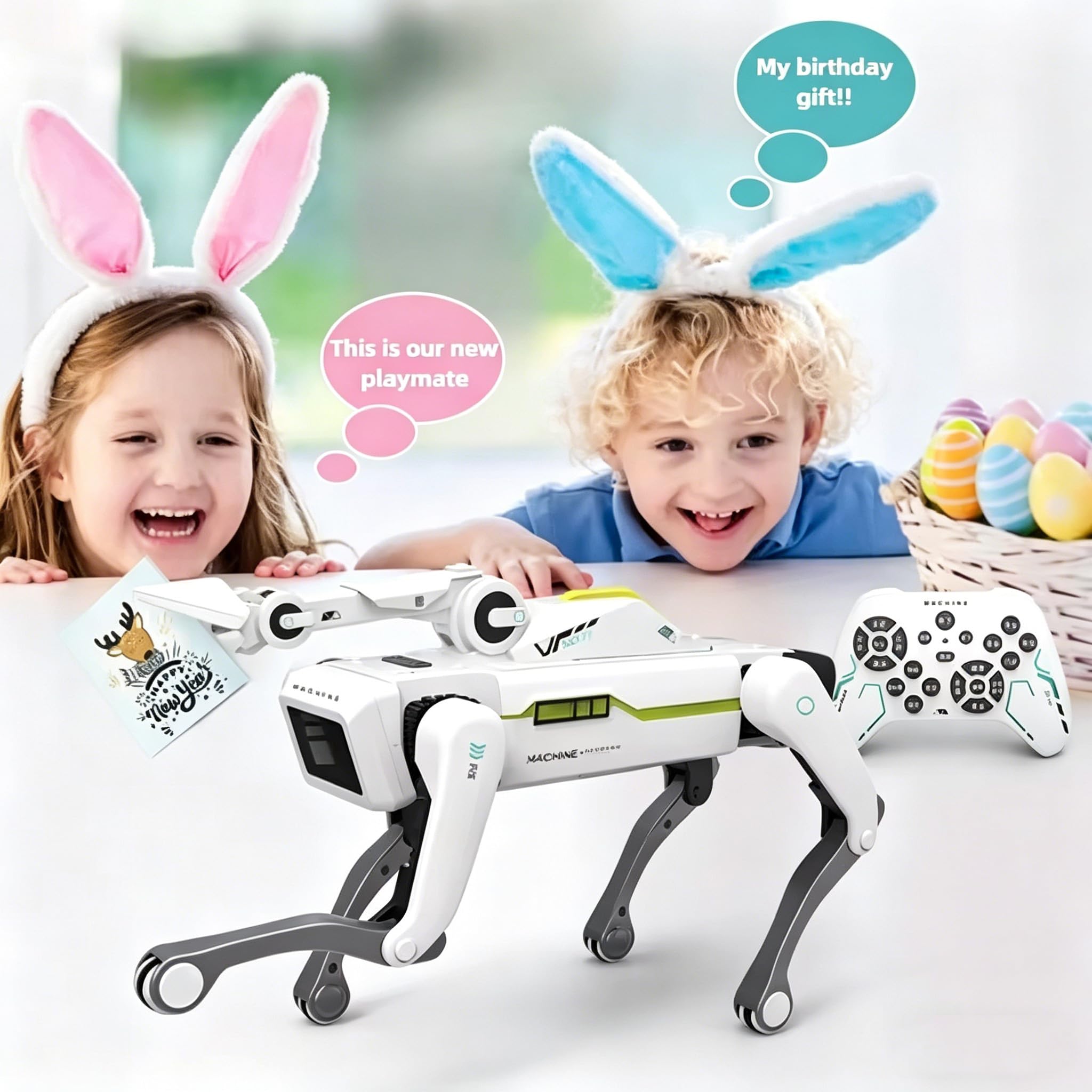 X-Verse 8008 RC robot perro, habla e interactúa con clip de manga larga, programable danza música robot, regalos para cumpleaños y Navidad