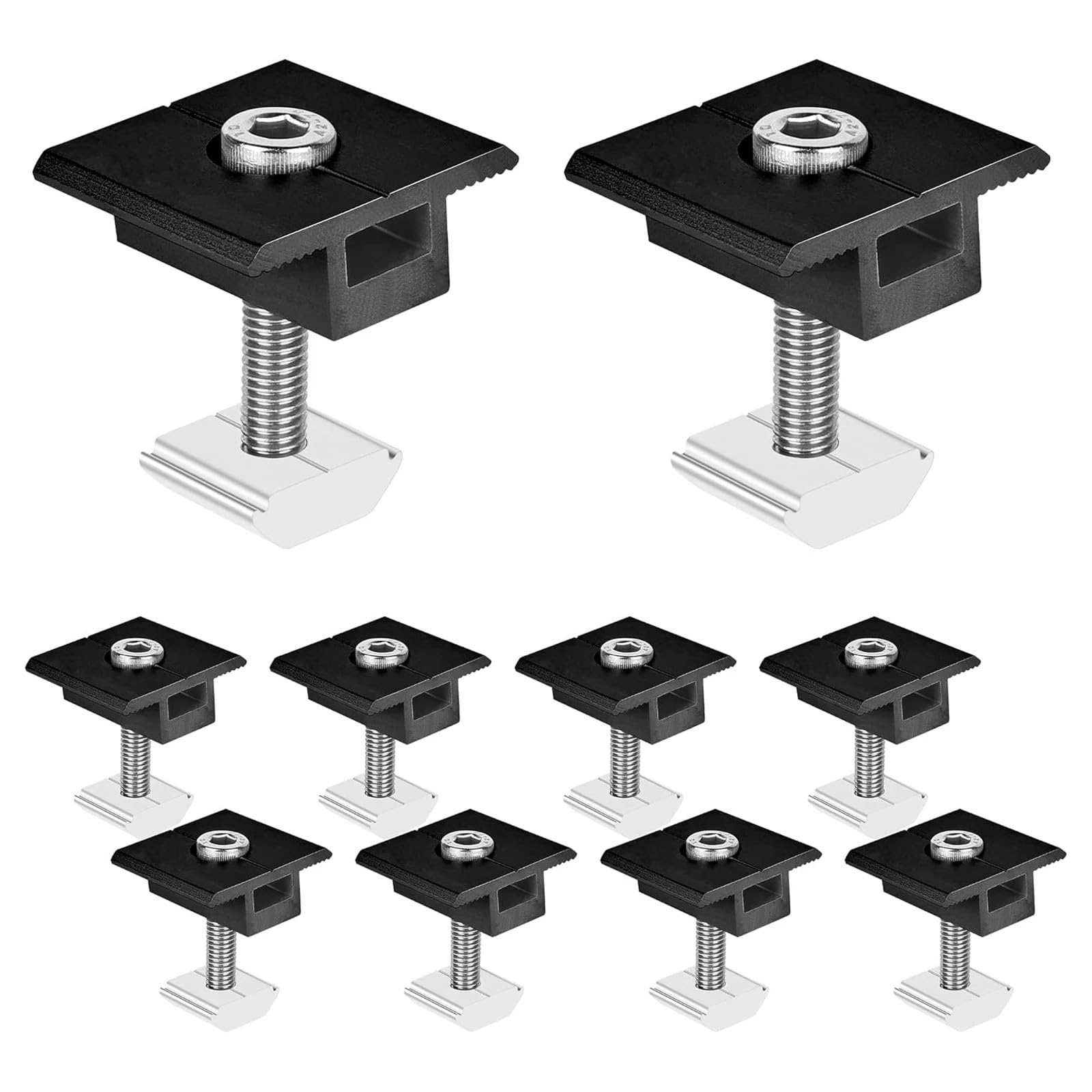 10 pezzi in lega di alluminio 30mm montaggio a pannello solare morsetto centrale moduli a forma T fissaggio staffa fotovoltaica guida terminale nero
