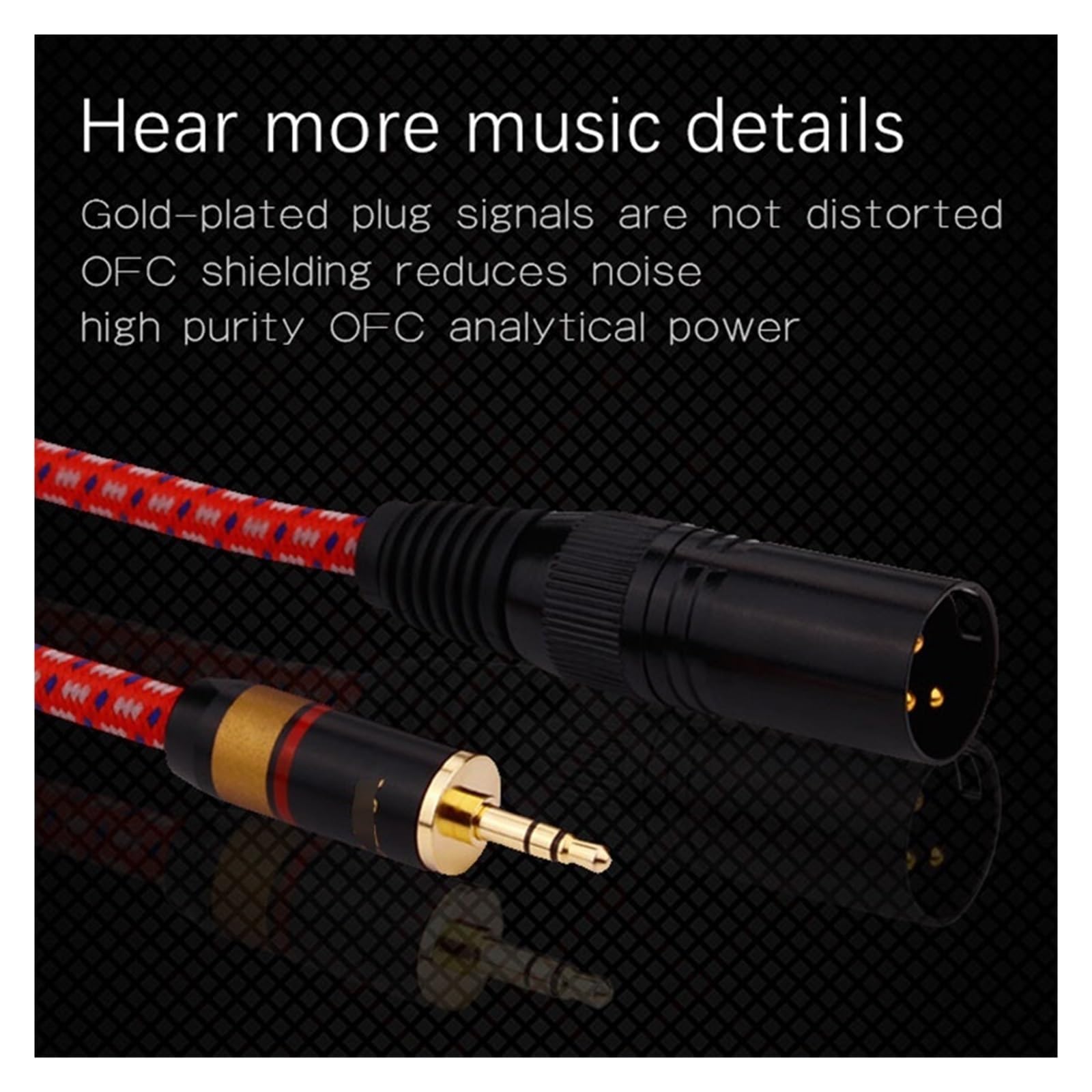 Cavo audio AUX OFC stereo da 3,5 mm maschio a doppio maschio schermato in lamina+intrecciato for mixer, console di missaggio, microfono, amplificatore(5 Meters)