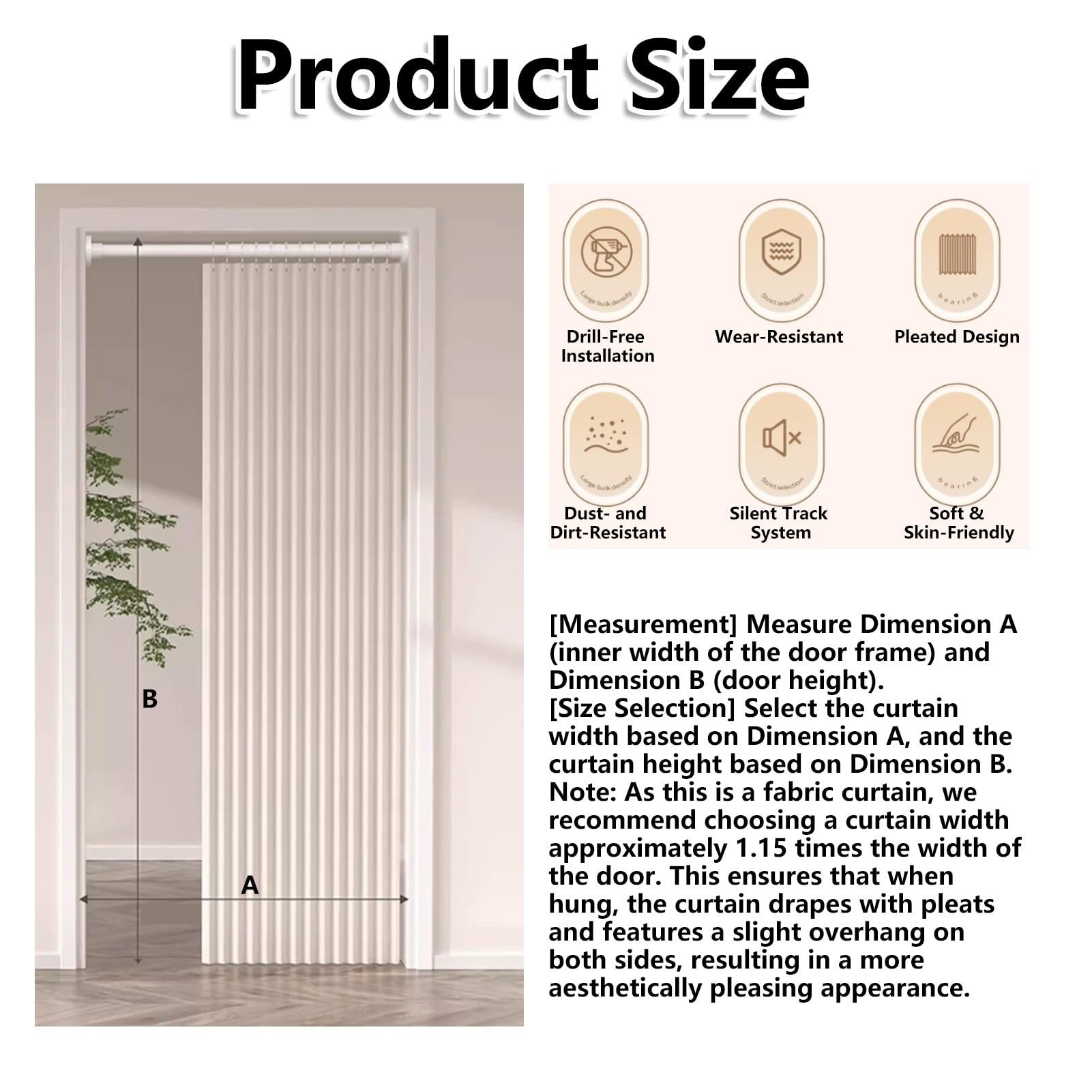 Separador magnético para puertas, cortina opaca sin taladro, para grandes espacios, ideal para sala de estar, dormitorio, baño y más
