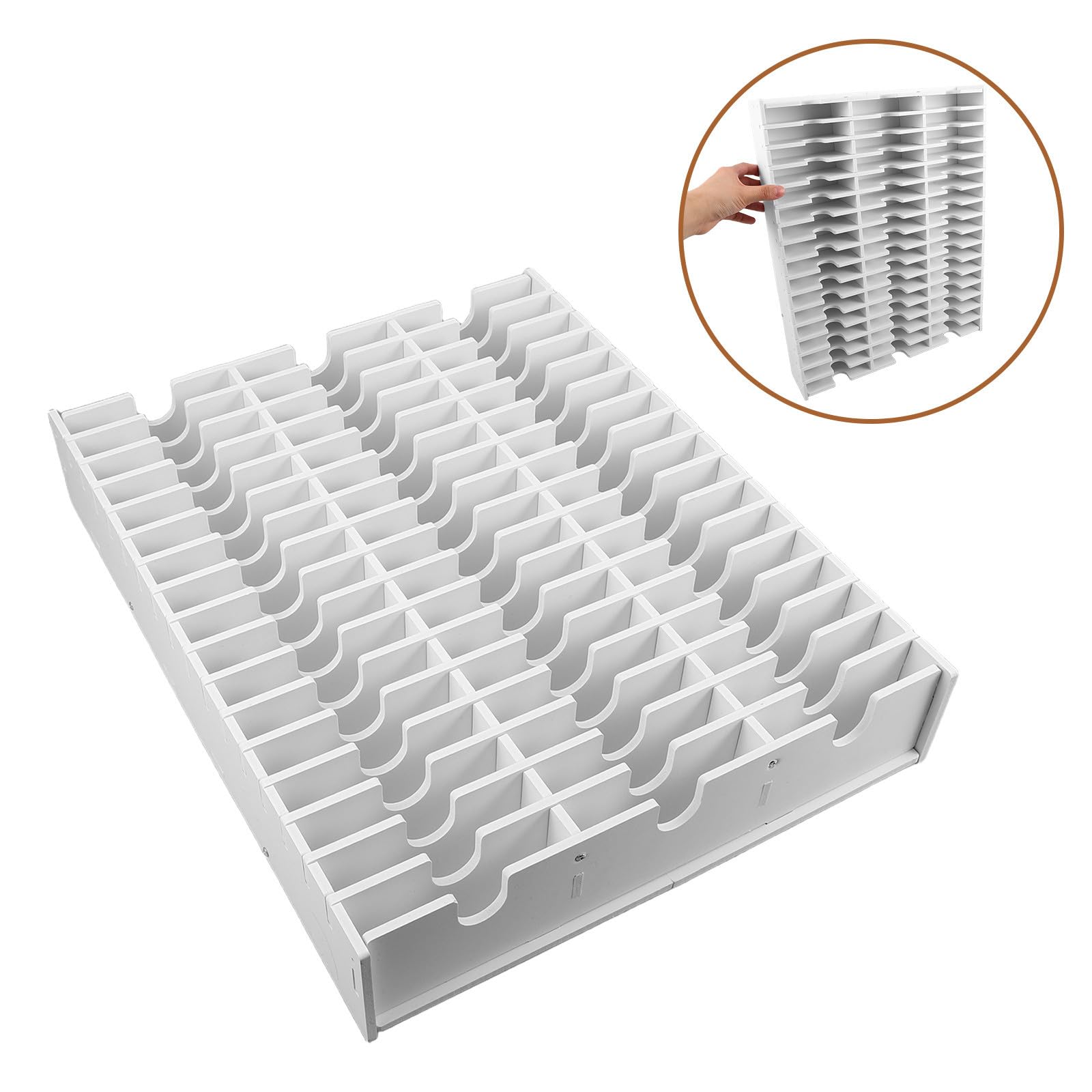 NUOBESTY Aufbewahrungsbox Elegantes Design mit 51 Fächern Weiße Pvc Einfacher Zusammenbau für Stempelkissen und Karten für Klassenzimmer und Büroorganisation