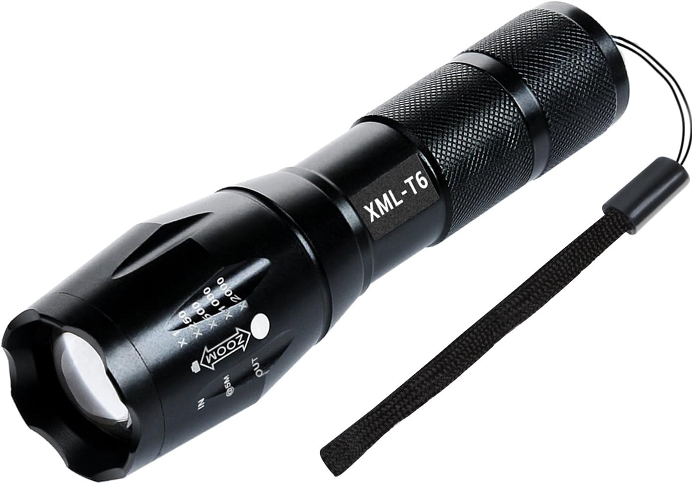 LED Tactical Flashlight, iLOME Brightest Handheld Tactical Flashlight with T6 Lamp and Adjustable Focus for Night Camping Hiking Patrol Fishing (Outdoor and Indoor) - Portable and Water Resistance