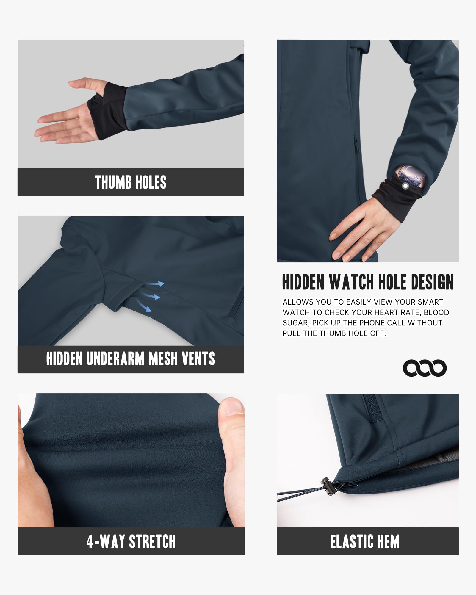 33,000ft Giacca da ciclismo da donna, impermeabile, in softshell, antivento, funzionale, foderata, in pile, riflettente, invernale, per ciclismo, corsa