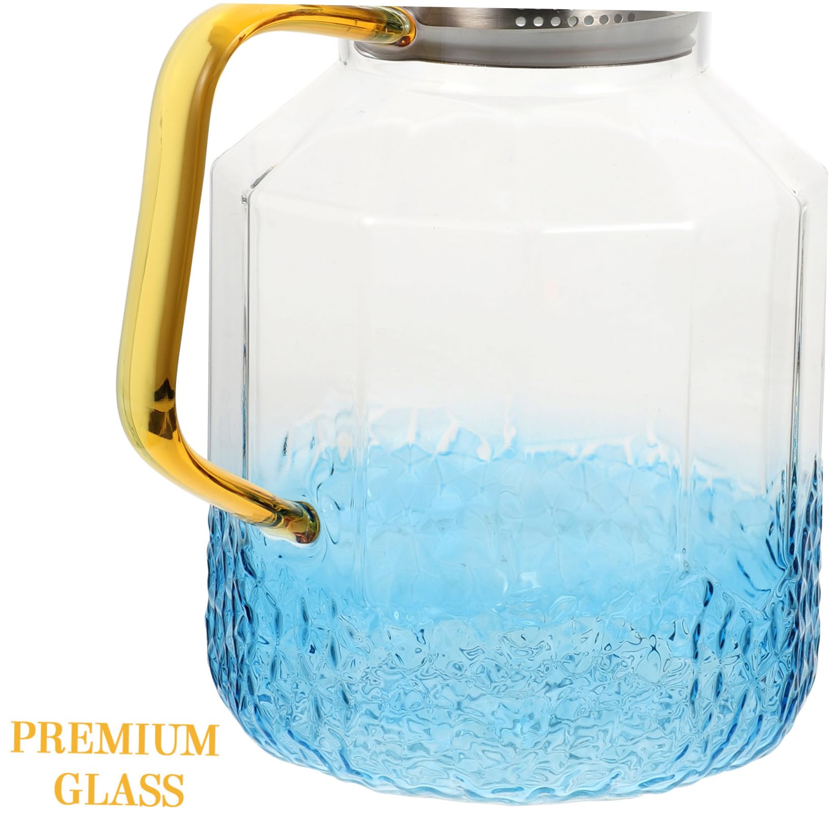 Wasserspender aus Glas Praktischer Küchendispenser Glaskrug mit Deckel und Ausguss Transparenter Wasserkrug für Kühlschrank Großer Getränkekrug Zufällige Farbe