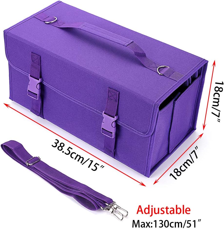 BTSKY New 171 Slots Marker Case Lipstick Organizer-Canvas Markers Holder for Markers and Sketch Markers Purple